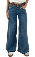 Initial - Jeans sfrangiato palazzo denim scuro - VALE
