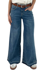 Initial - Jeans sfrangiato palazzo denim scuro - VALE