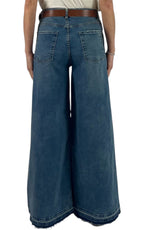 Initial - Jeans sfrangiato palazzo denim scuro - VALE