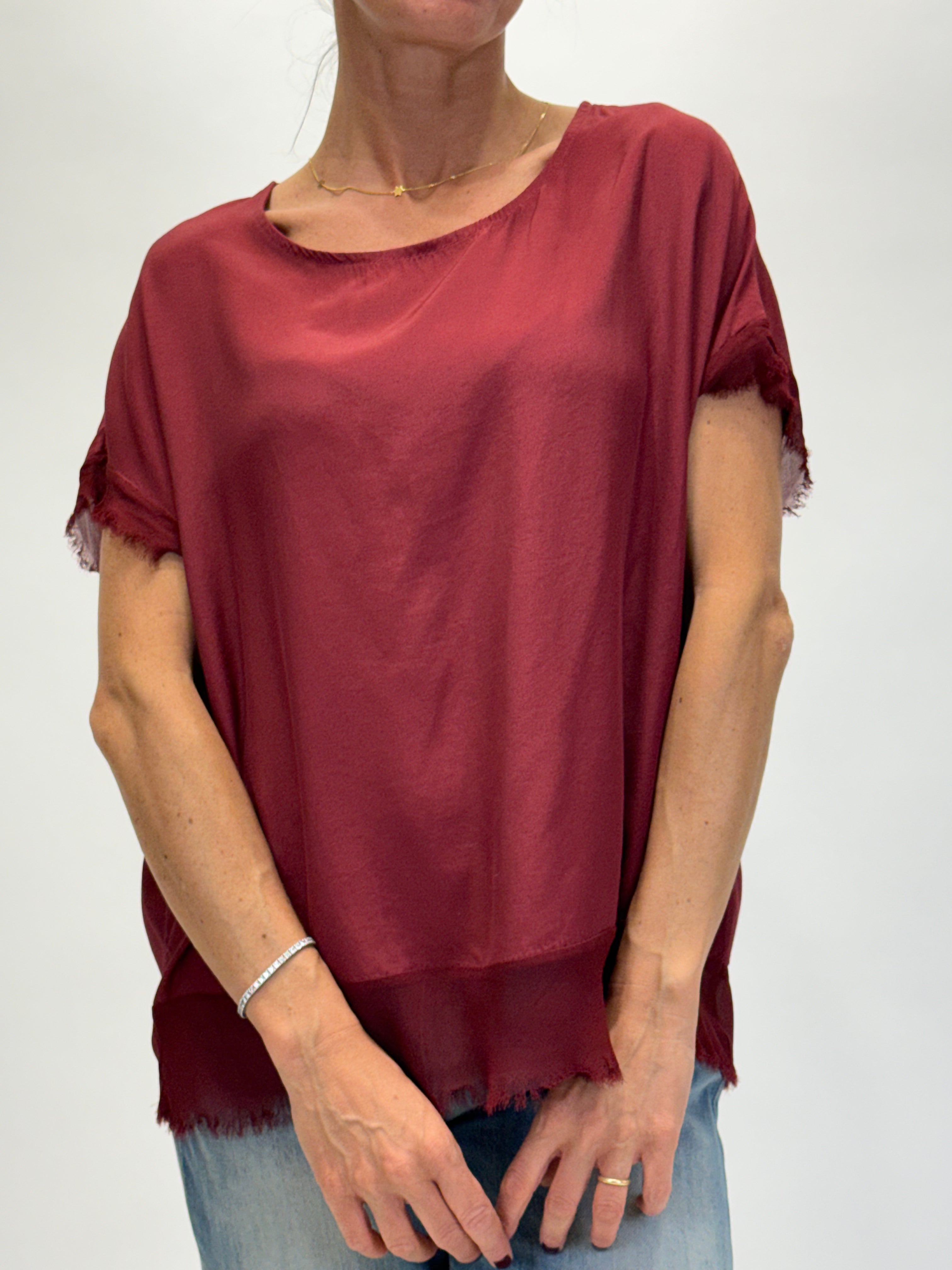 OFF-ON - Blusa over sfrangiata - Bordeaux