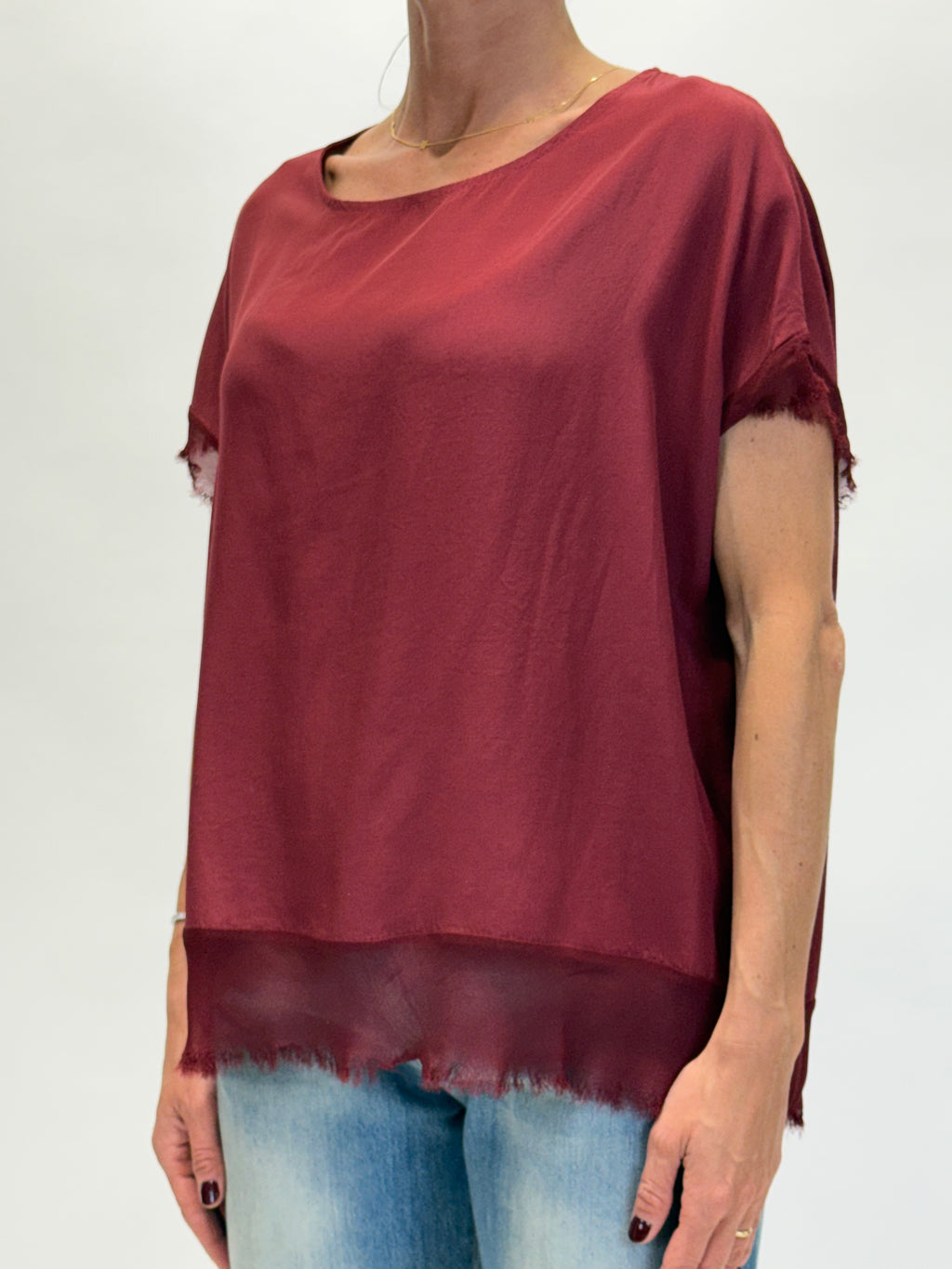 OFF-ON - Blusa over sfrangiata - Bordeaux