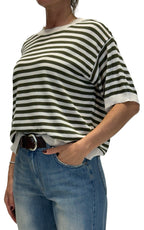 OFF-ON - Maglia a righe - Verde militare/Panna