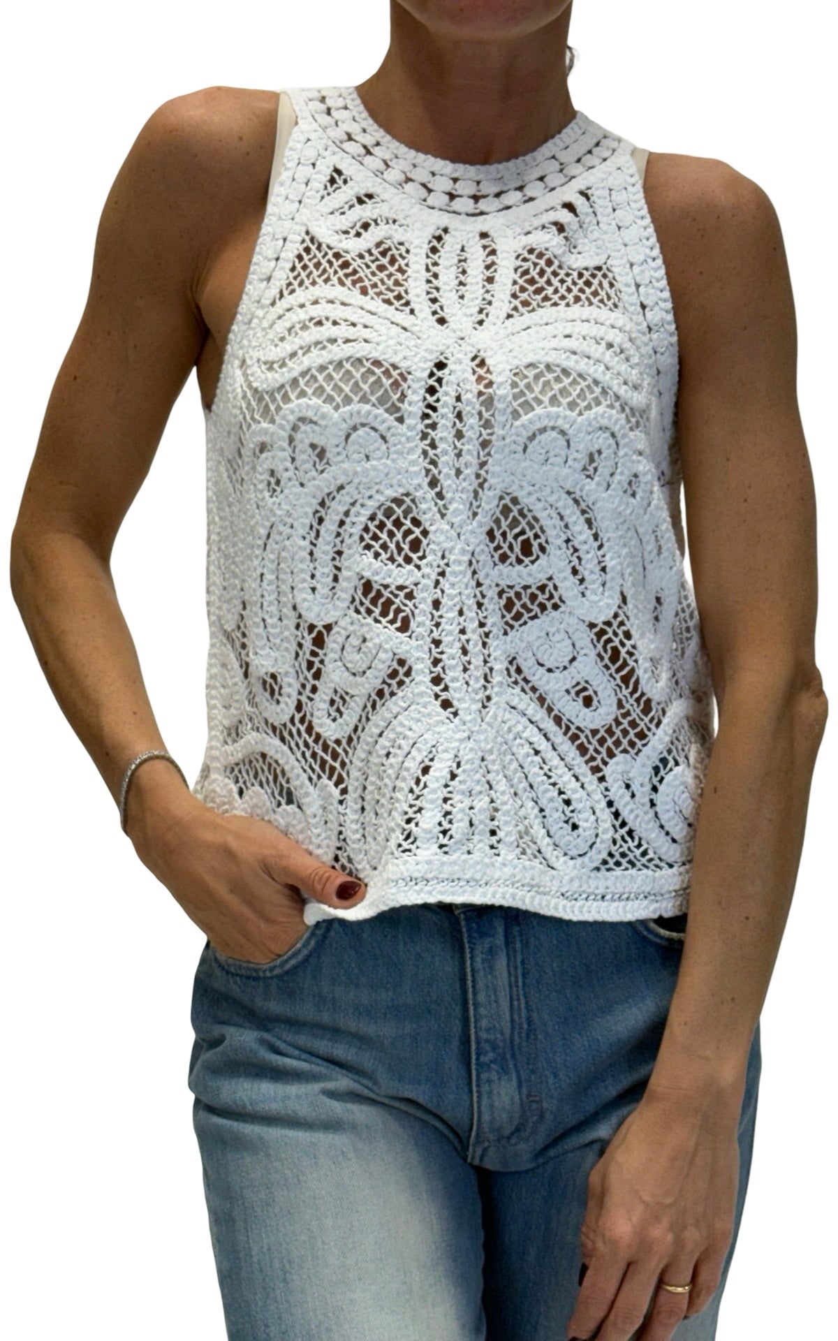 Initial - Top macramè - Bianco