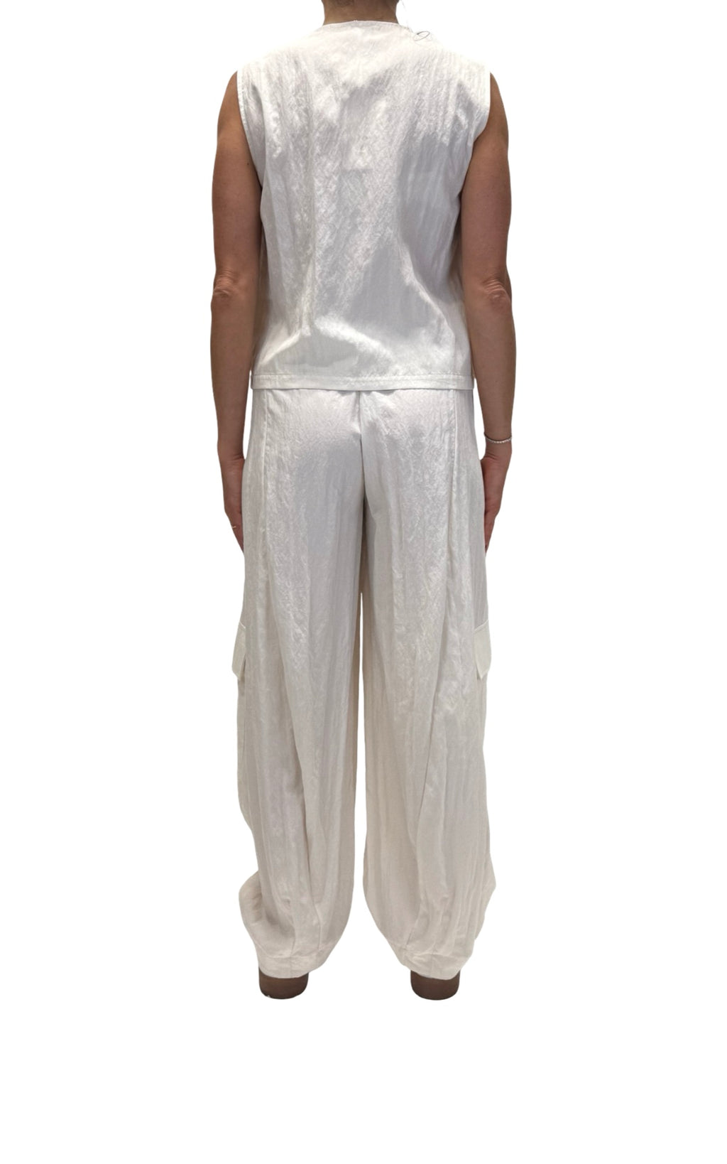 Susymix - Completo gilet chiusura laterale e pantalone - Panna