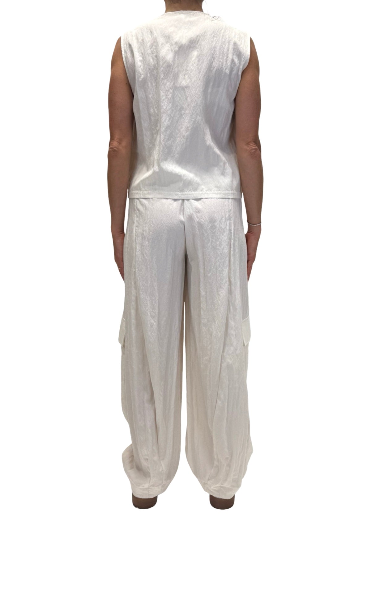 Susymix - Completo gilet chiusura laterale e pantalone - Panna