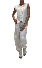 Susymix - Completo gilet chiusura laterale e pantalone - Panna