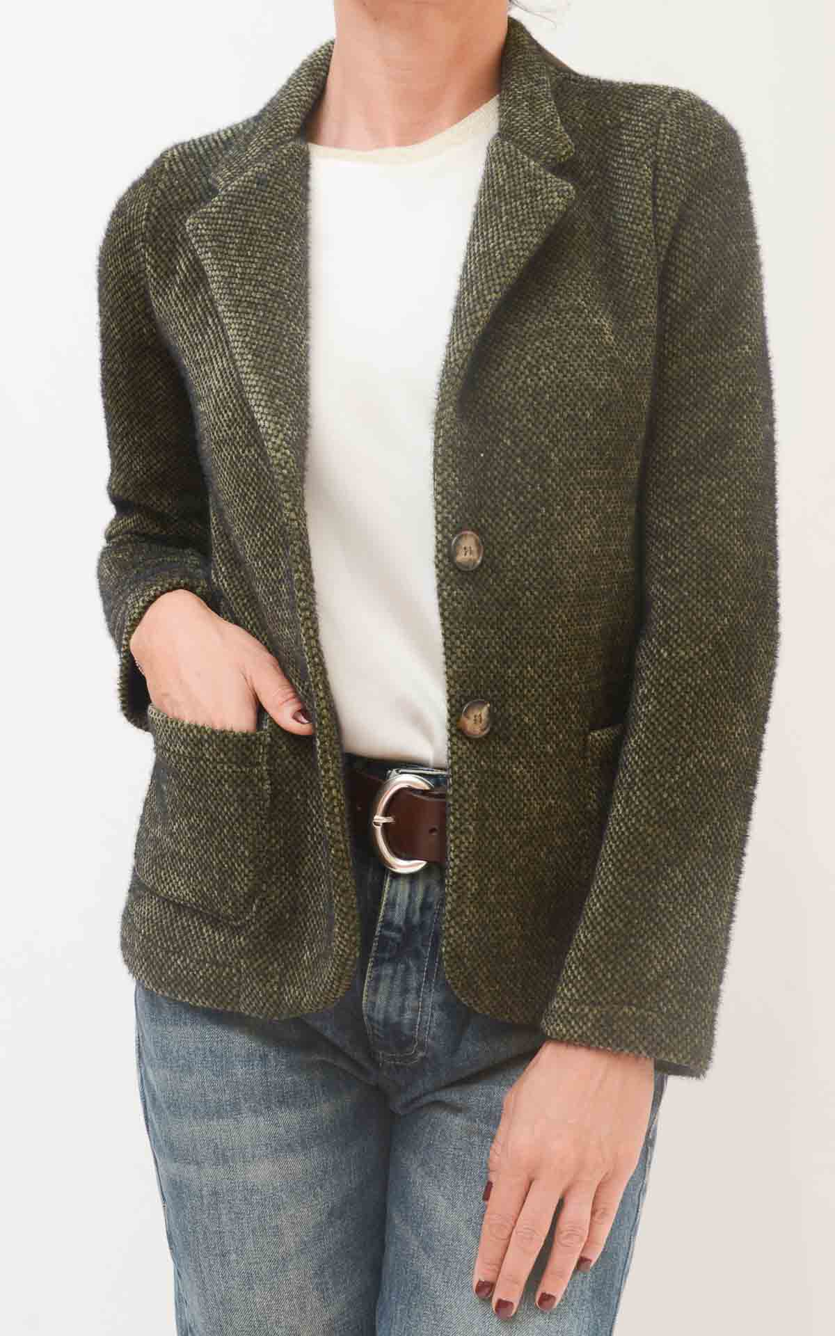 Susan Di - Giacca sale e pepe ciniglia - Verde militare