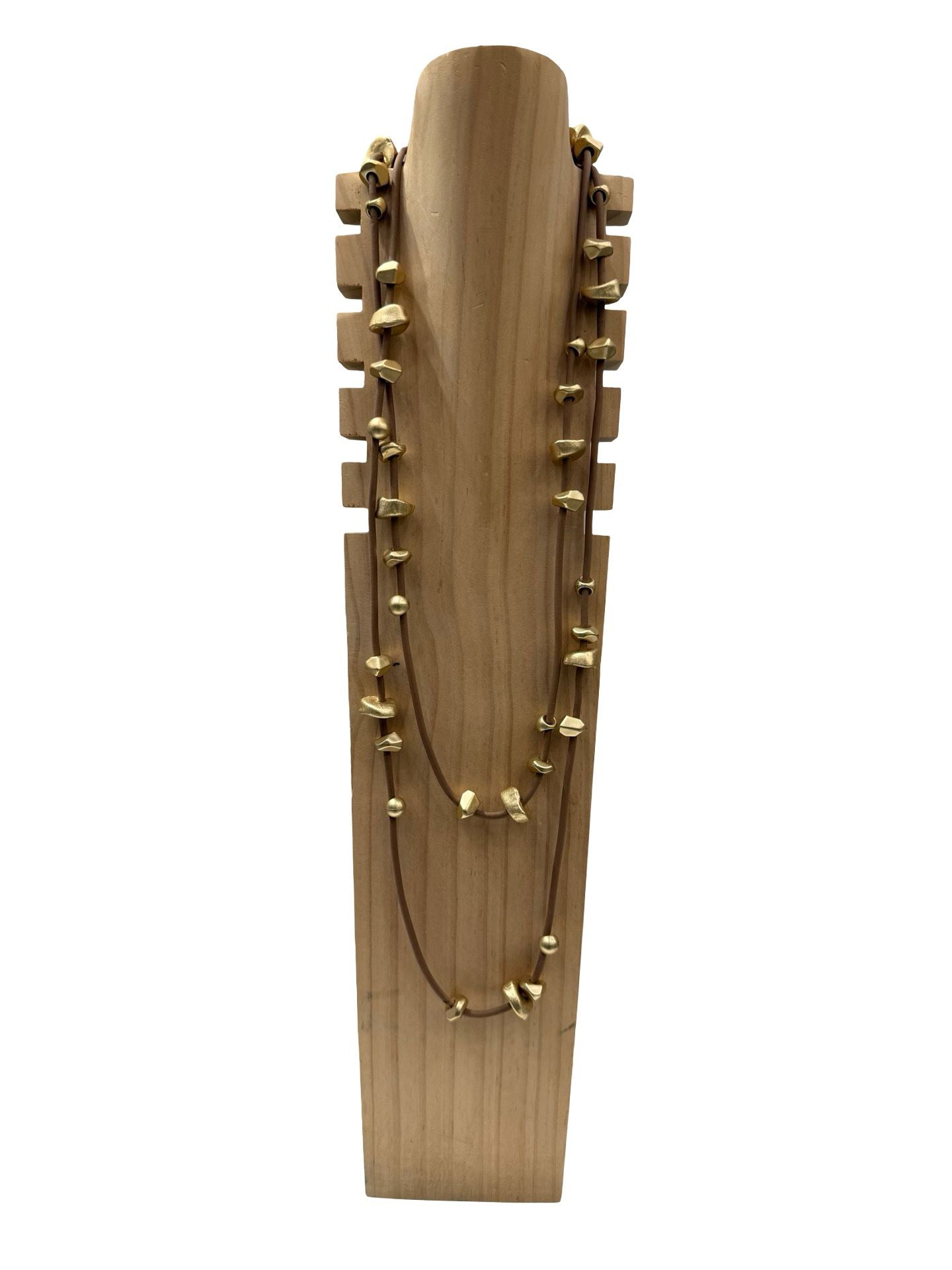 OFF-ON - Collana in caucciù con pepite d'oro - Moro