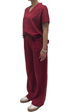 OFF-ON - Completo misto lino e viscosa - Rosso india