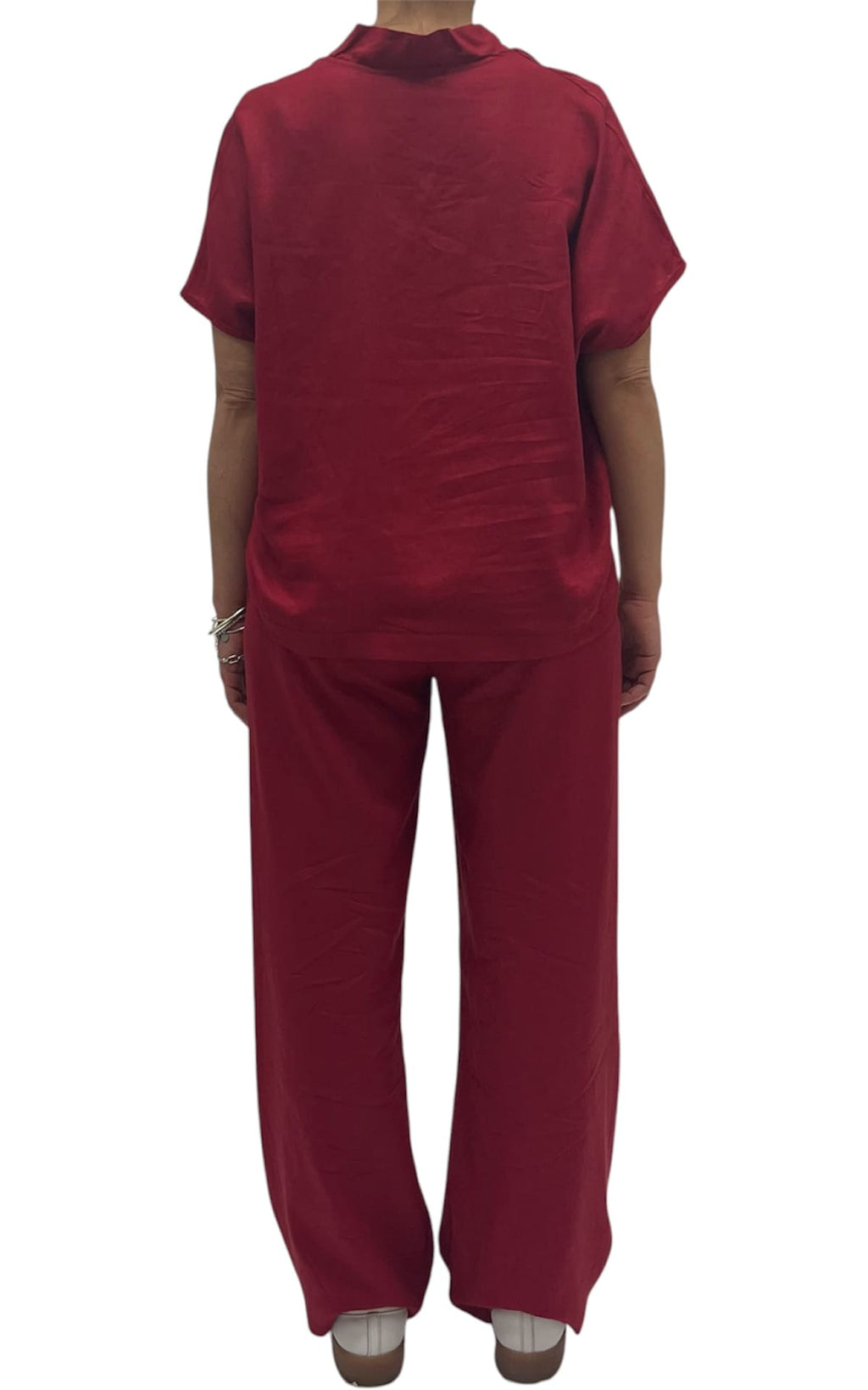OFF-ON - Completo misto lino e viscosa - Rosso india