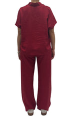 OFF-ON - Completo misto lino e viscosa - Rosso india