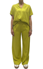 OFF-ON - Completo misto lino e viscosa - Giallo lime