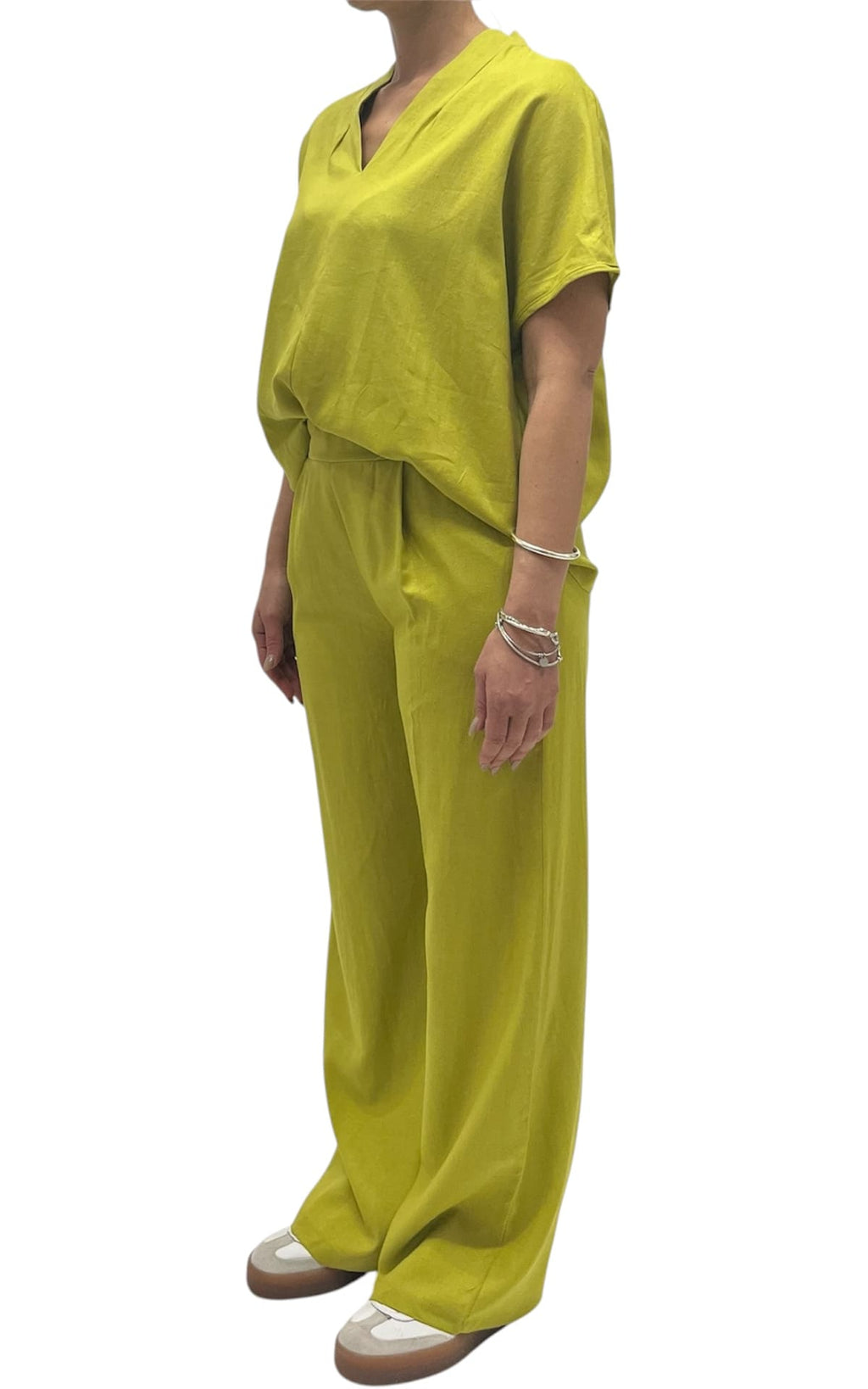 OFF-ON - Completo misto lino e viscosa - Giallo lime