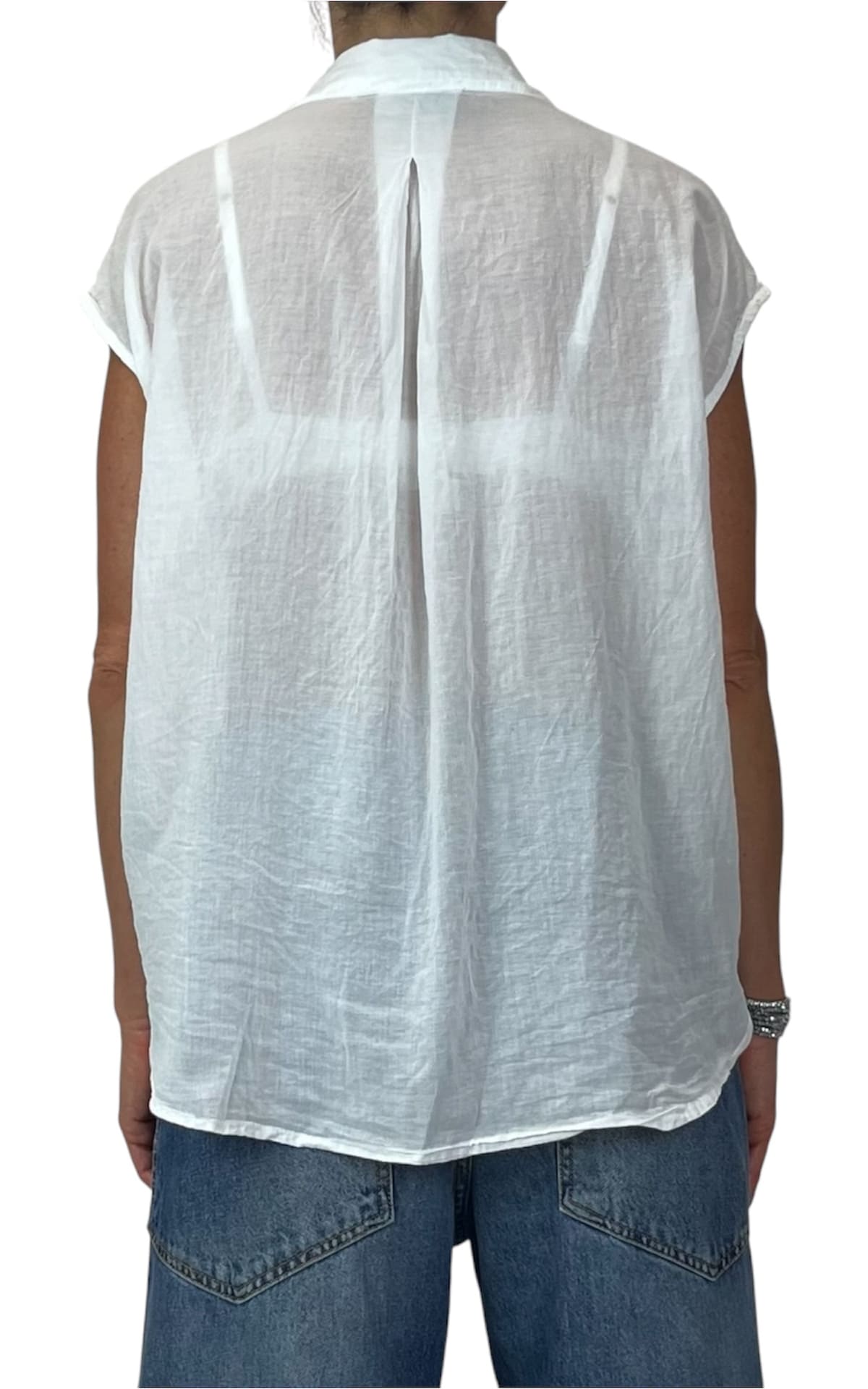 Off-on - Camicia smanicata mussola di cotone - Latte