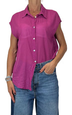 Off-on - Camicia smanicata mussola di cotone - Ciclamino