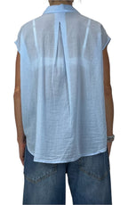 Off-on - Camicia smanicata mussola di cotone - Celeste