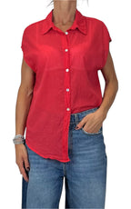 Off-on - Camicia smanicata mussola di cotone - Rosso