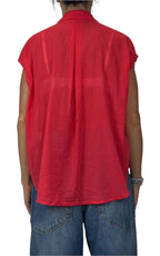 Off-on - Camicia smanicata mussola di cotone - Rosso