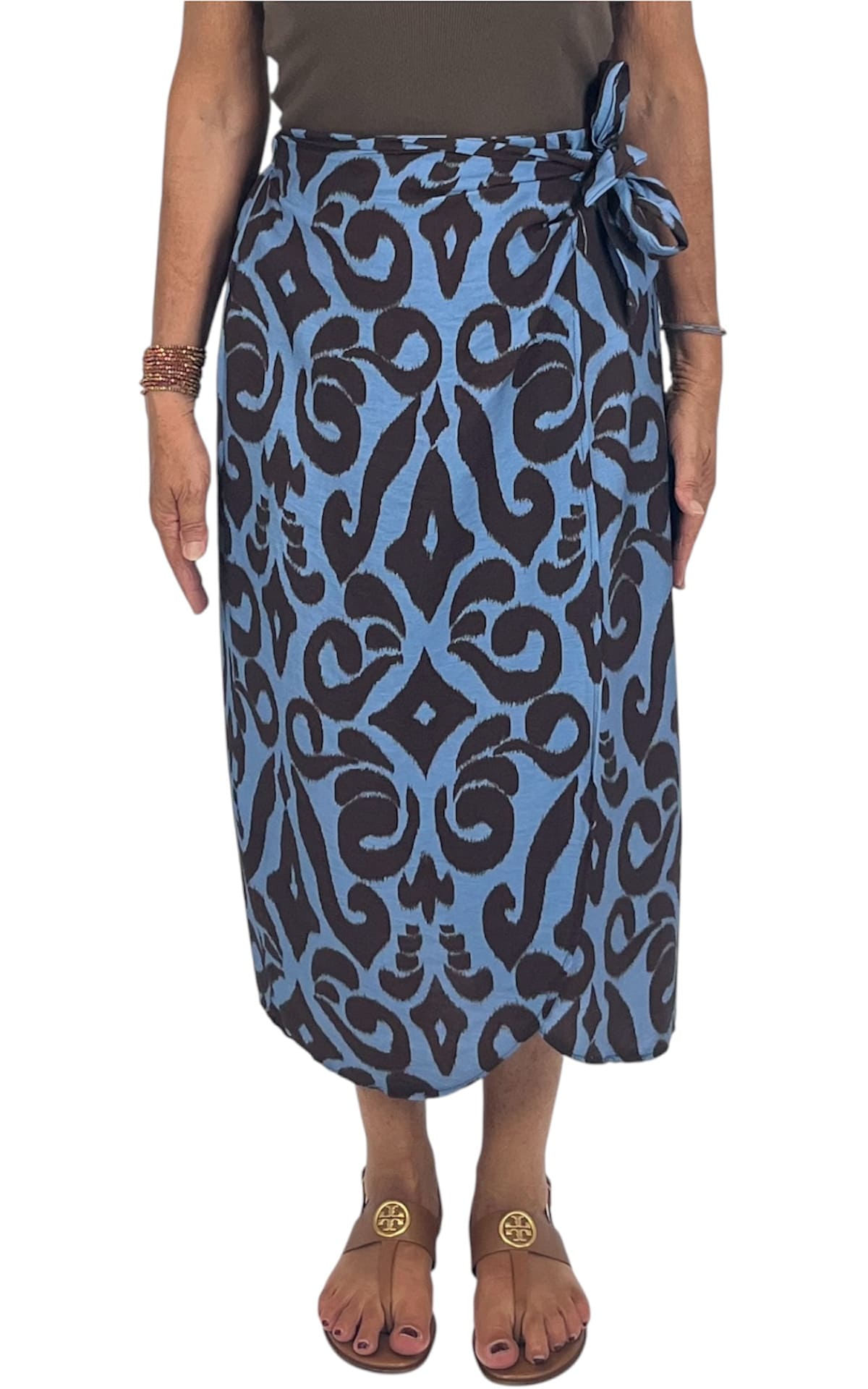 OFF-ON - Gonna pareo longuette - Azzurro/moro