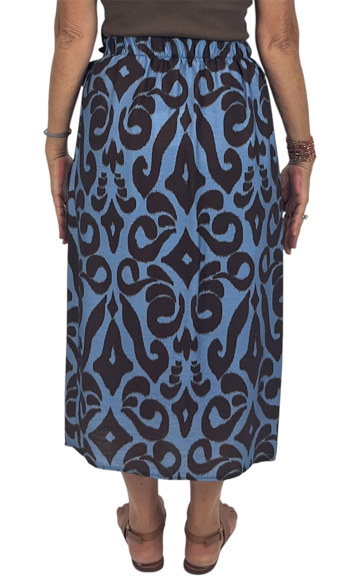 OFF-ON - Gonna pareo longuette - Azzurro/moro