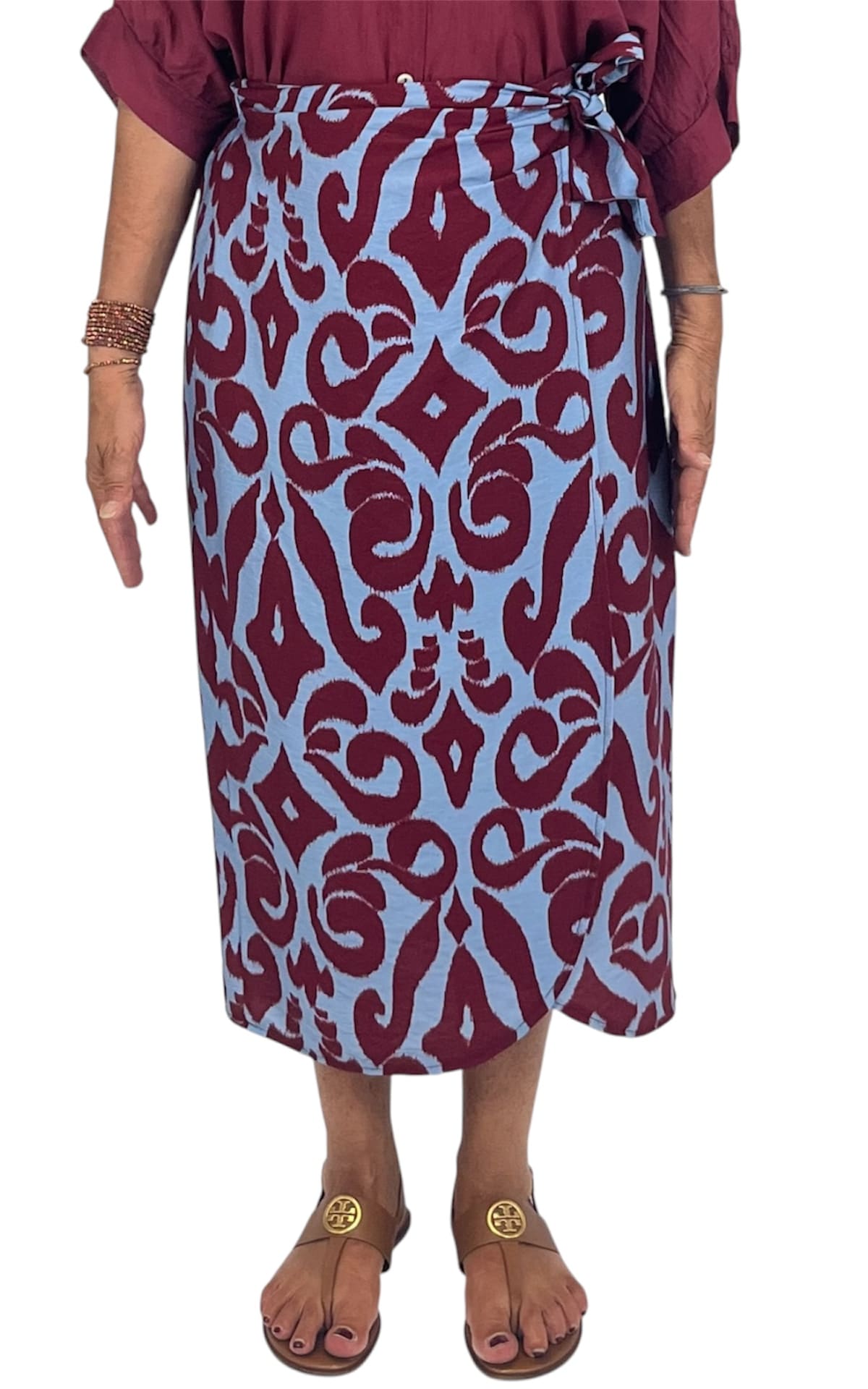 OFF-ON - Gonna pareo longuette - Vino/azzurro