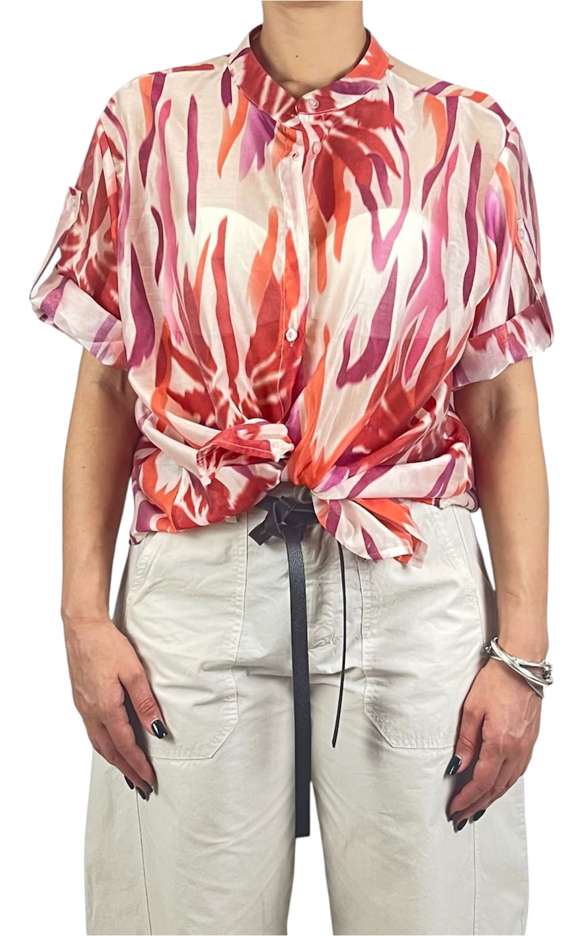 Off-on - Camicia fantasia tencel - Rosso / Ciclamino