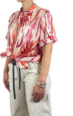 Off-on - Camicia fantasia tencel - Rosso / Ciclamino