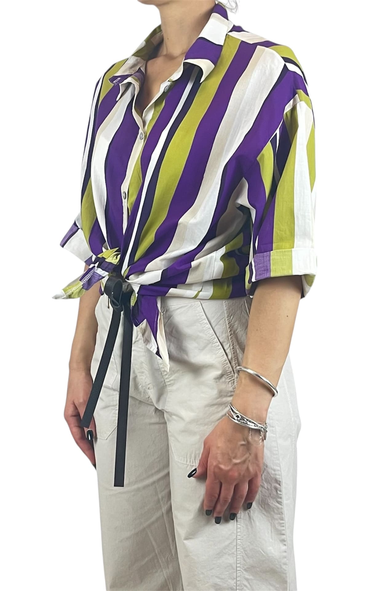 Susymix - Camicia cotone riga - Verde oliva