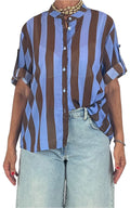Off-on - Camicia mussola riga - Azzurro / moka