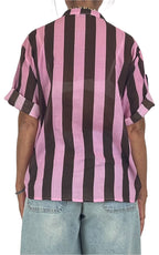 Off-on - Camicia mussola riga - Rosa / moka