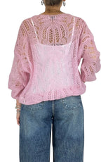 Off-on - Maglia traforata scollo V - Rosa