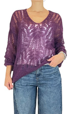 Off-on - Maglia traforata scollo V - Barolo