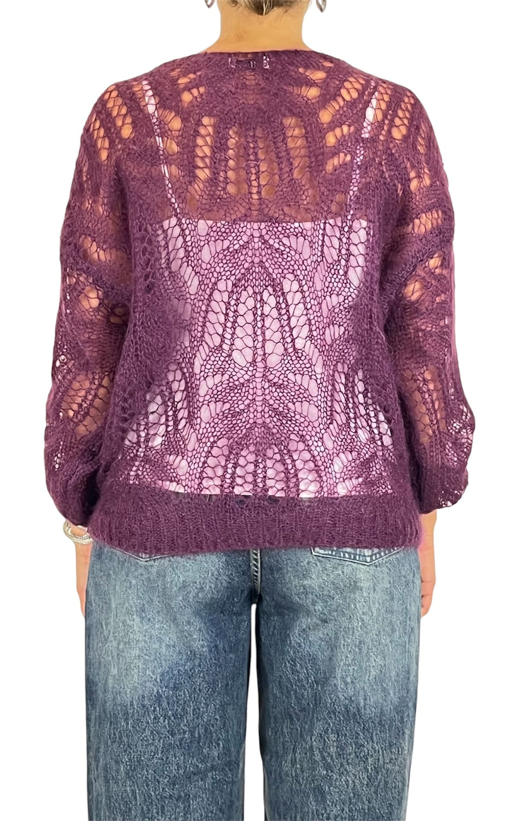 Off-on - Maglia traforata scollo V - Barolo