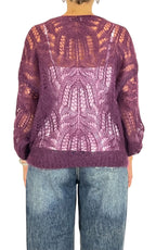 Off-on - Maglia traforata scollo V - Barolo
