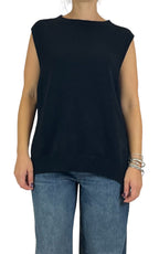 Initial - Gilet rasato con spacchi - Nero