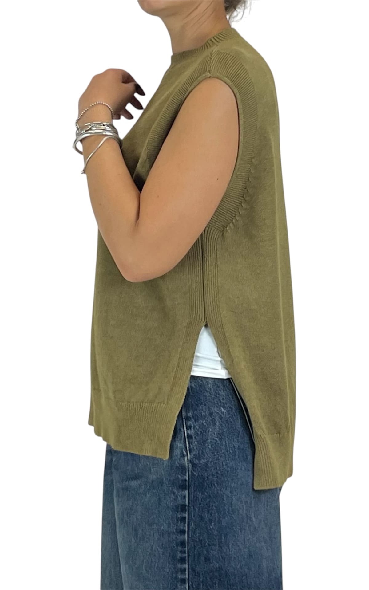Initial - Gilet rasato con spacchi - Olio
