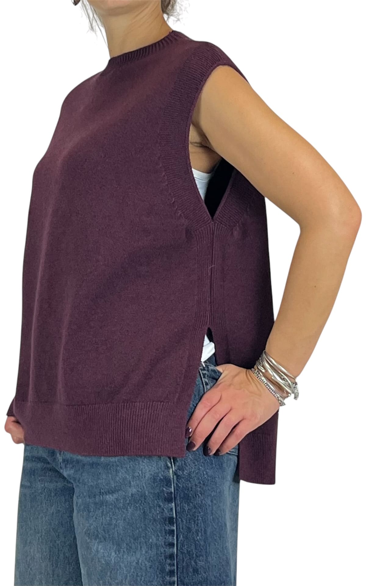 Initial - Gilet rasato con spacchi - Barolo