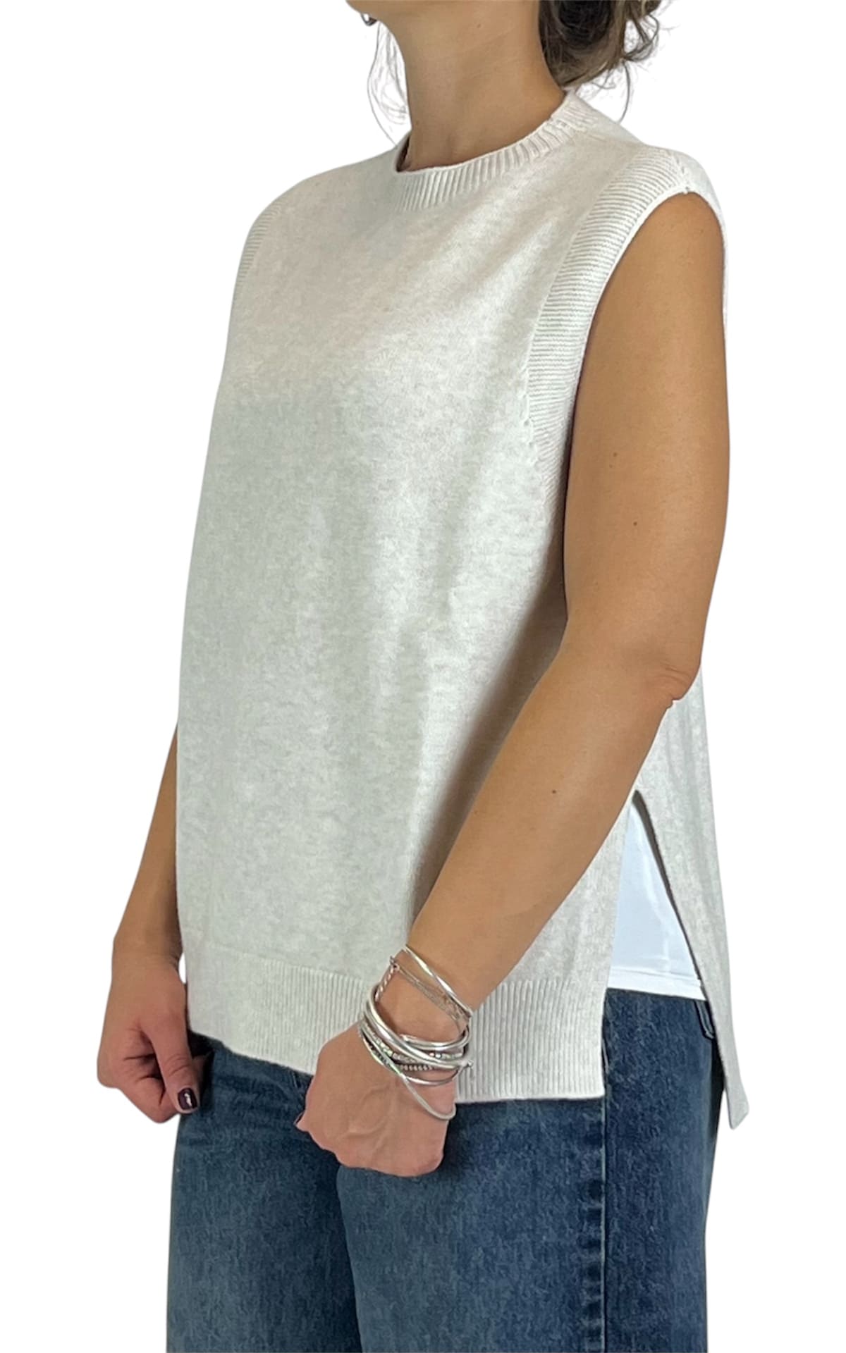 Initial - Gilet rasato con spacchi - Avorio