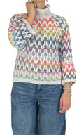 Flaminia G - Maglia intarsi multicolor - Avorio