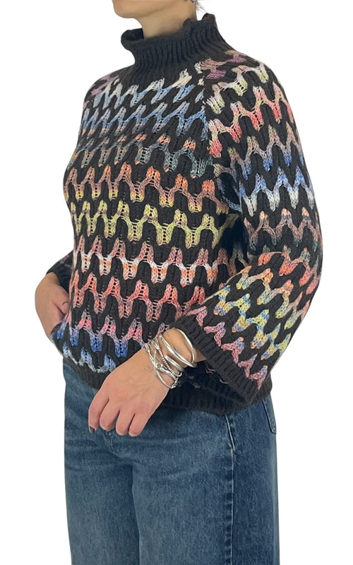 Flaminia G - Maglia intarsi multicolor - Moro