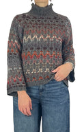 Flaminia G - Maglia intarsi multicolor - Tortora