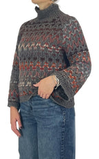 Flaminia G - Maglia intarsi multicolor - Tortora