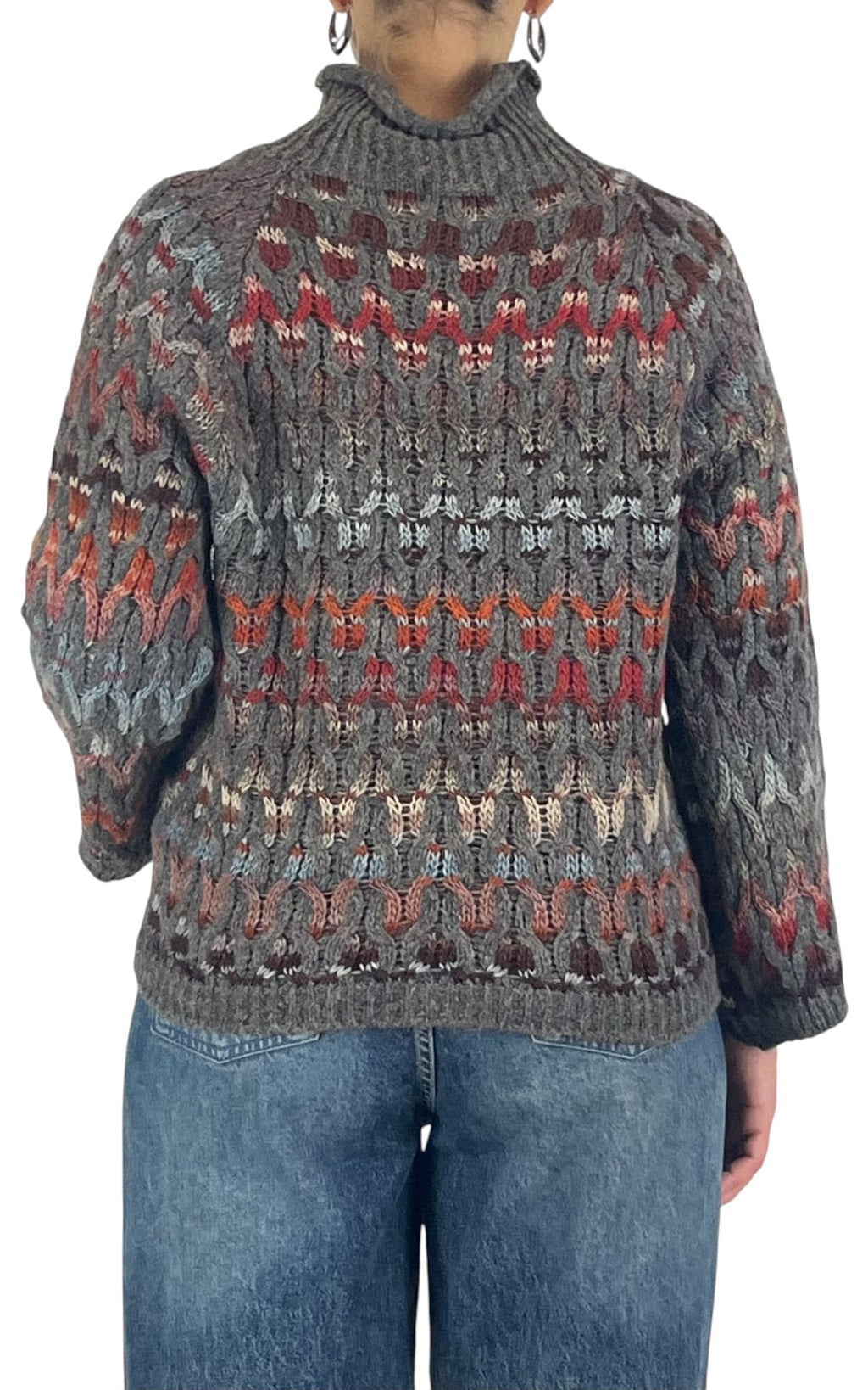 Flaminia G - Maglia intarsi multicolor - Tortora