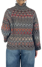 Flaminia G - Maglia intarsi multicolor - Tortora
