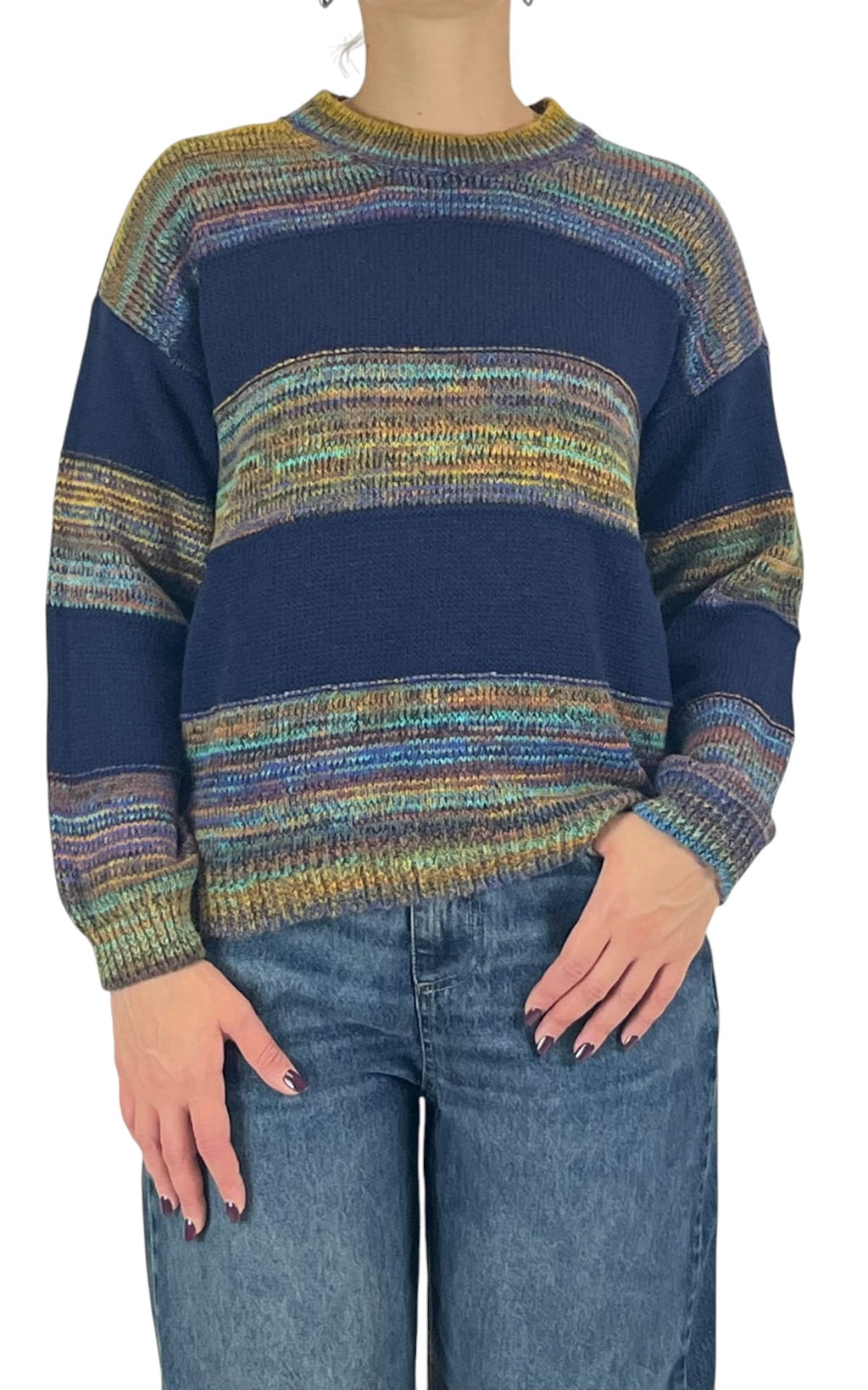 Off-On - Maglia multicor righe - Blu