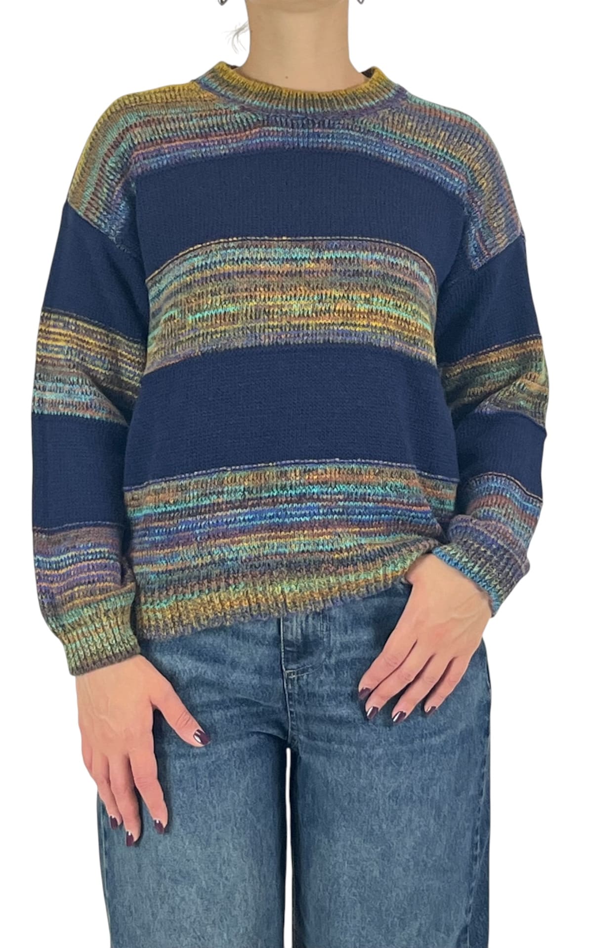 Off-On - Maglia multicor righe - Blu