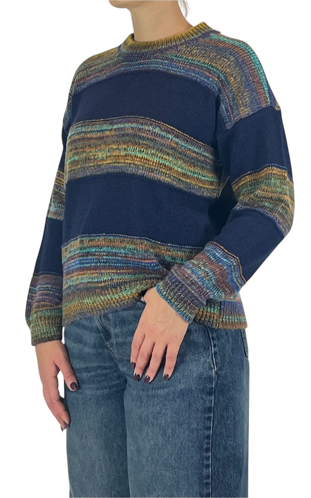 Off-On - Maglia multicor righe - Blu