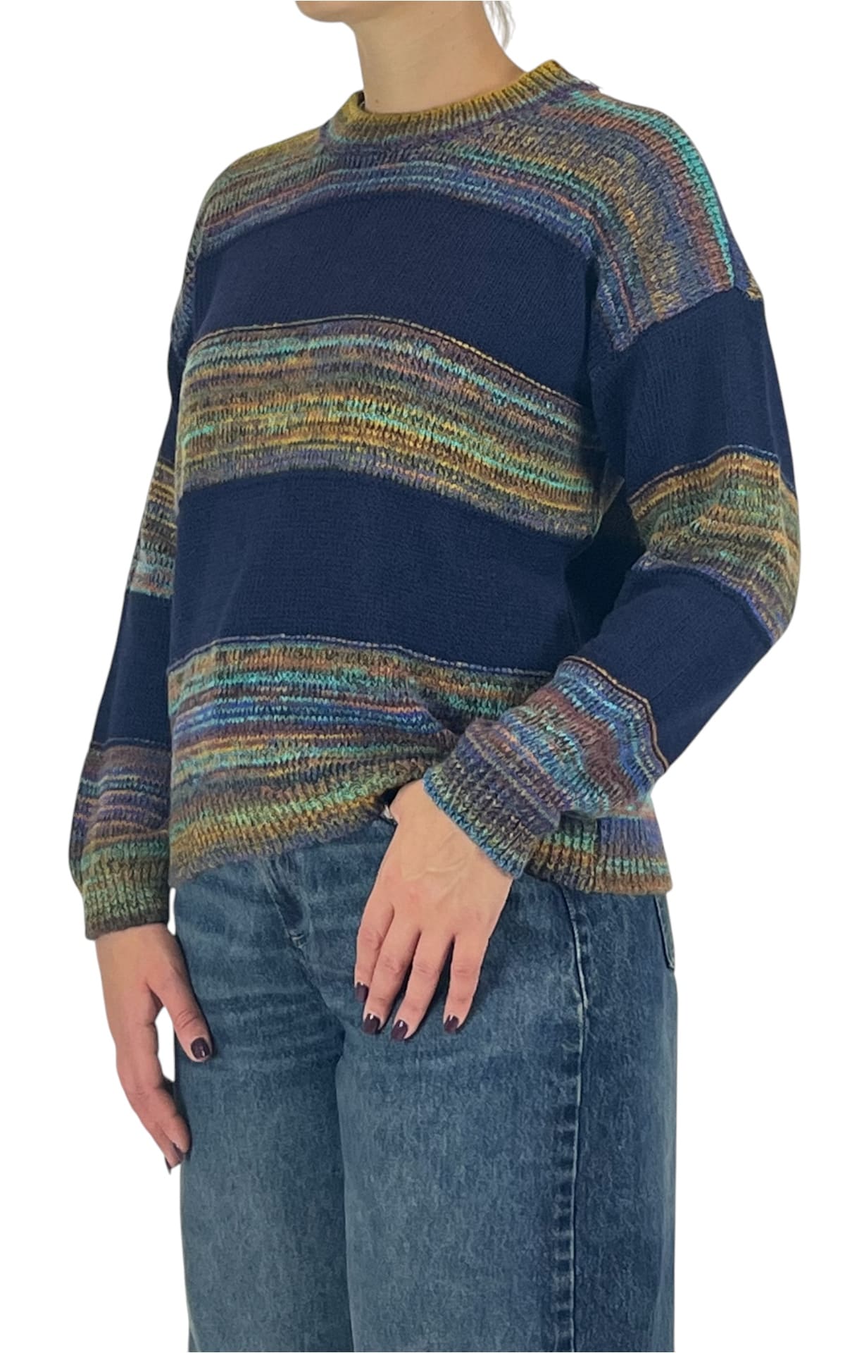 Off-On - Maglia multicor righe - Blu