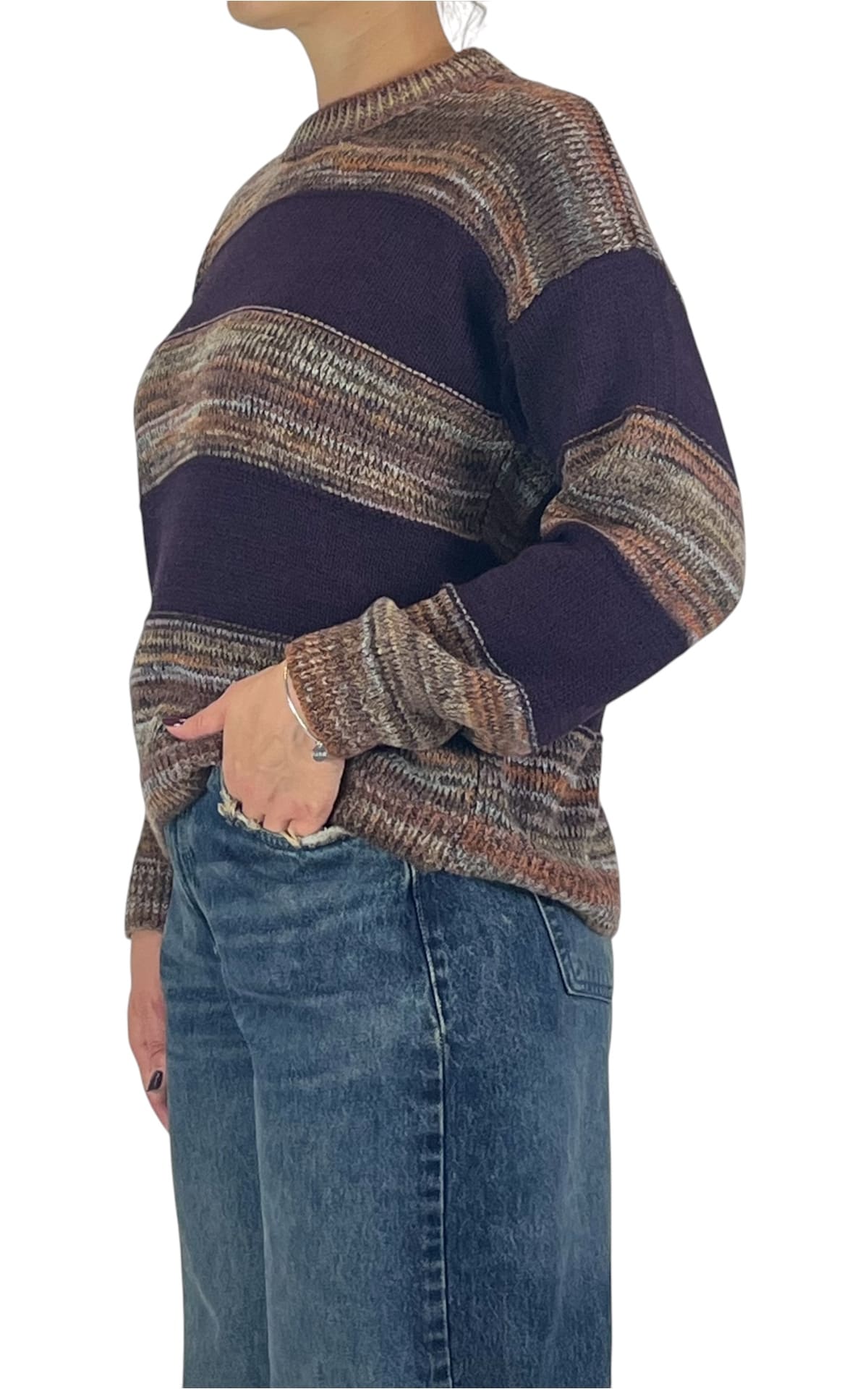 Off-On - Maglia multicor righe - Viola
