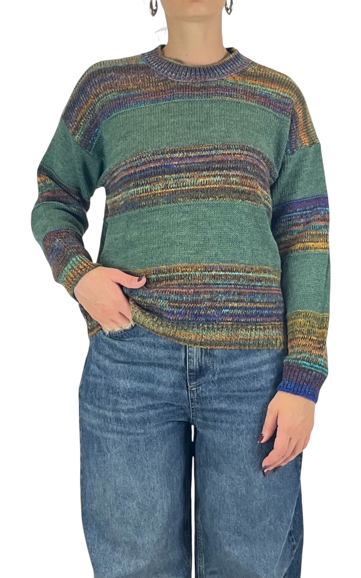 Off-On - Maglia multicor righe - Verde